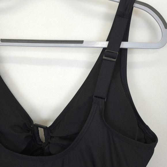DKNY One Piece Swimsuit Womens Large Black Adjustable Straps Ruched Underwire - Picture 6 of 11